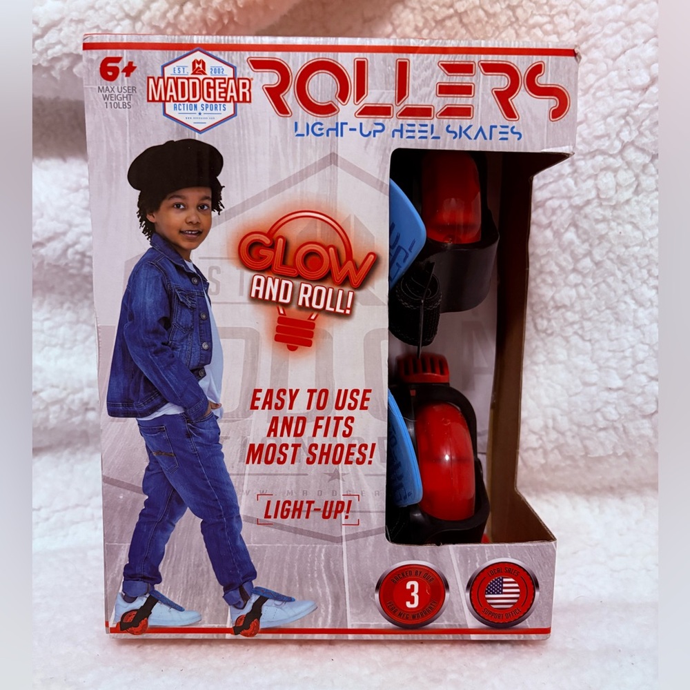 Rollers Light-Up Heel Skates - Red and Blue